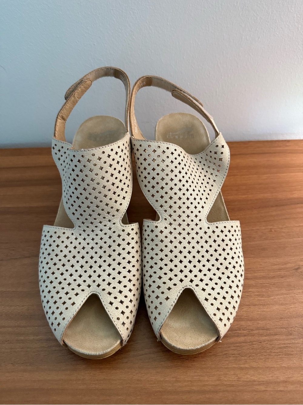 Dansko Perforated Slingback Sandals in Cream